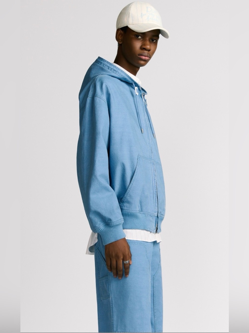 Dior Men’s Light Blue Hooded Zip-Up Jacket